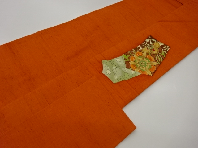  手織り紬金彩色紙に草花模様名古屋帯